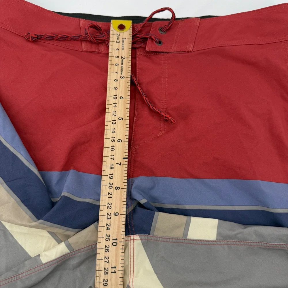 Patagonia Boardshorts Mens 28 Red Striped Hydro Series Recycled Swim Trunks